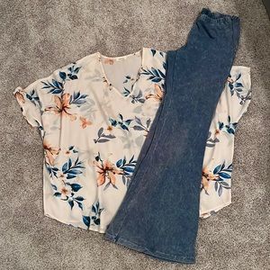 Oversized floral Adrienne top